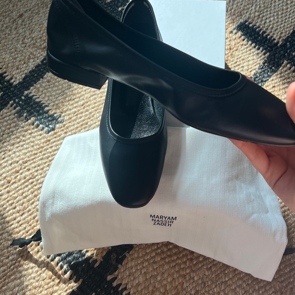 Maryam Nassir Zadeh Black Leather Flats - Picture 4 of 6